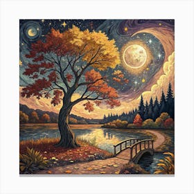 Moon And The Tree Canvas Print