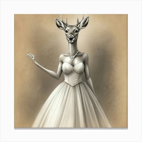 Deer In Wedding Dress Canvas Print