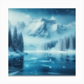 Winter Landscape With Serene Frozen lake Canvas Print