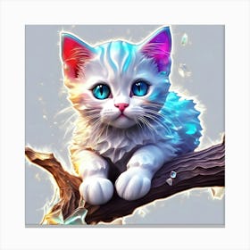 Cute Kitten On A Branch 3 Canvas Print