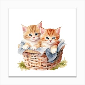 Kittens In A Basket.2 Canvas Print