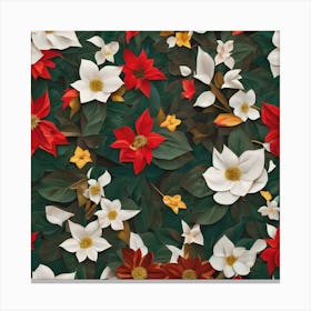 Kawai Flower Pattern Christmas Theme Canvas Print