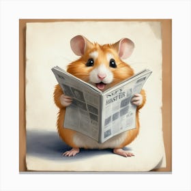 Hamster Reading Newspaper 6 Canvas Print