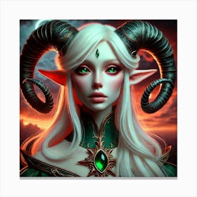 Elven Girl With Horns 14 Stampe su tela