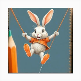 Rabbit On A Swing 1 Canvas Print