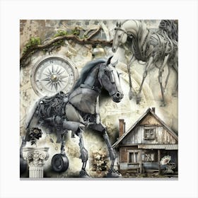 Horse Surreal Illustration Art 08 Canvas Print