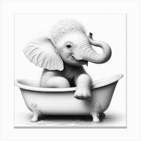 Baby Elephant In Bathtub Canvas Print