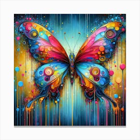 Modern Drip Painting of Butterfly I Canvas Print
