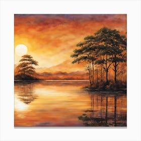 Sunset By The Lake 3 Canvas Print