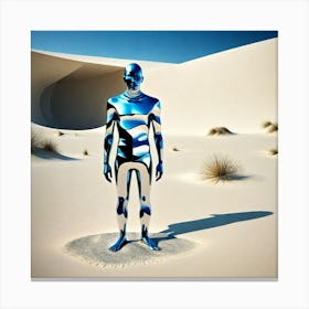 Silver Man In The Desert 2 Canvas Print