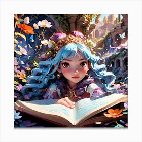 Fairy Girl Reading A Book 1 Canvas Print