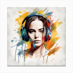 Girl With Headphones 1 Canvas Print