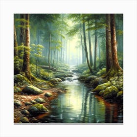 Stream In The Forest 2 Canvas Print