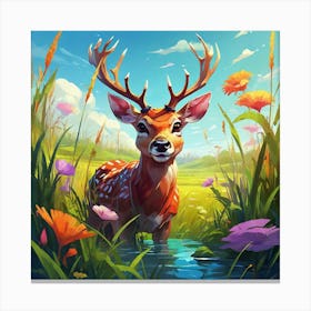 Deer In The Meadow 1 Canvas Print