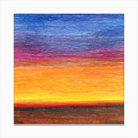 Drawn Sunset sunrise drawing colored pencil square orange yellow blue brown landscape abstract  Canvas Print