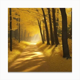 Yellow Path In The Forest 4 Canvas Print