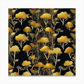 Gold Trees On Black Background Canvas Print