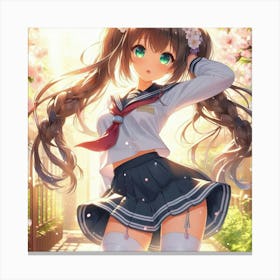 Anime Girl In School Uniform Canvas Print