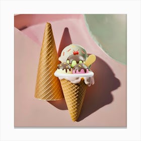 Ice Cream Cones in Summer and winter Canvas Print