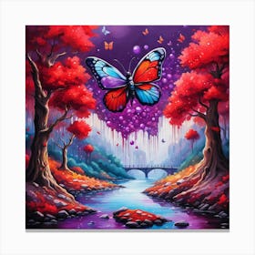 Butterfly Over The River Canvas Print