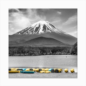 Lake Shoji With Majestic Mount Fuji In Colorkey Canvas Print