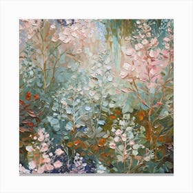 Beautiful Botanical Plants Shades Of Blush Pink Pale Blue And Mint Green Terracotta Olive Green Canvas Print