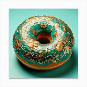 Firefly Ornate Turquoise Donut With Gold Floral Patterns 60146 (2) Canvas Print