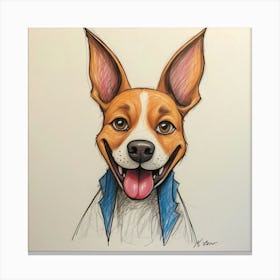 Cartoon Dog Portrait Canvas Print