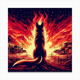 Wolf In Flames 1 Canvas Print