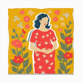 Pregnant Woman With Flowers Canvas Print