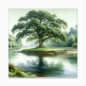 Tree By The Water Canvas Print