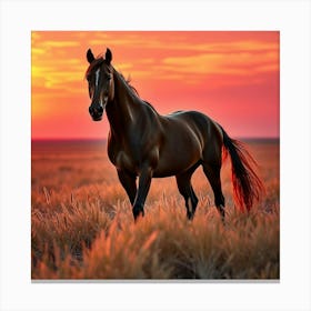 Horse At Sunset 10 Canvas Print