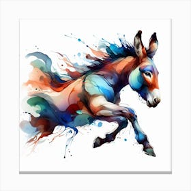 Experience The Beauty And Grace Of A Donkey In Motion With This Dynamic Watercolour Art Print 3 Canvas Print