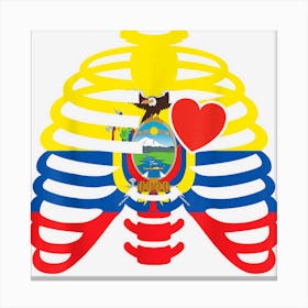 Ribcage Ecuadorian Halloween Ecuador Flag Heart X Ray Witch Canvas Print