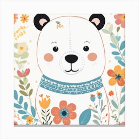 Floral Teddy Bear Nursery Illustration (9) Canvas Print