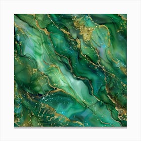 Abstract Emerald Green And Gold Marble Canvas Print