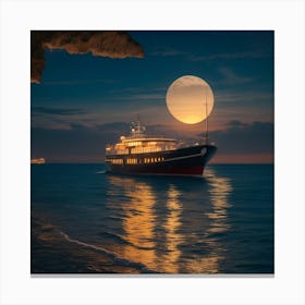 Full Moon Over The Sea Canvas Print