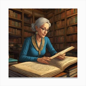 The Elderly Lady Librarian 045 Canvas Print