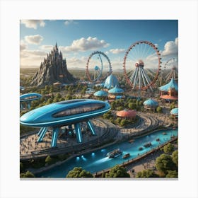 Futuristic Amusement Park Canvas Print