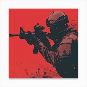 Airsoft Soldier With A Gun Canvas Print