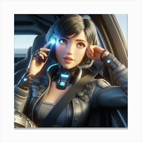 Futuristic Woman In Car 1 Canvas Print