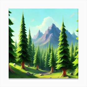 Path To The Mountains trees pines forest 7 Canvas Print