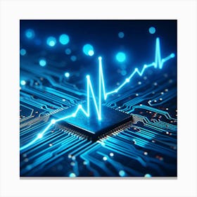 Heartbeat On A Circuit Board Canvas Print