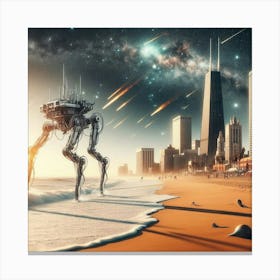 Aliens On The Beach - Futuristic Art 2 Canvas Print