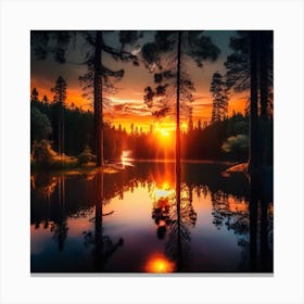 Sunset In The Forest 4 Canvas Print