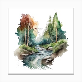 Watercolor Of The Forest Canvas Print