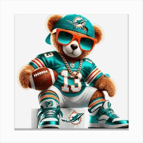 Miami Dolphins Teddy Bear Canvas Print