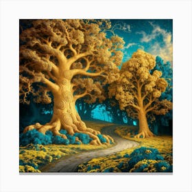 Two Trees At Night by Klimt Canvas Print