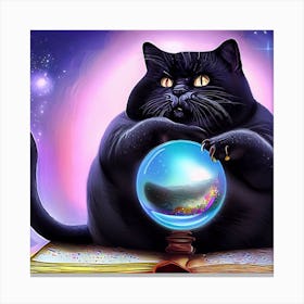 Black Cat With Crystal Ball 3 Canvas Print