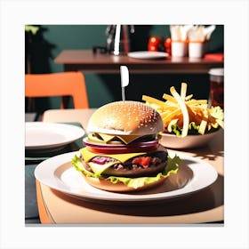 Hamburger On A Plate 19 Canvas Print